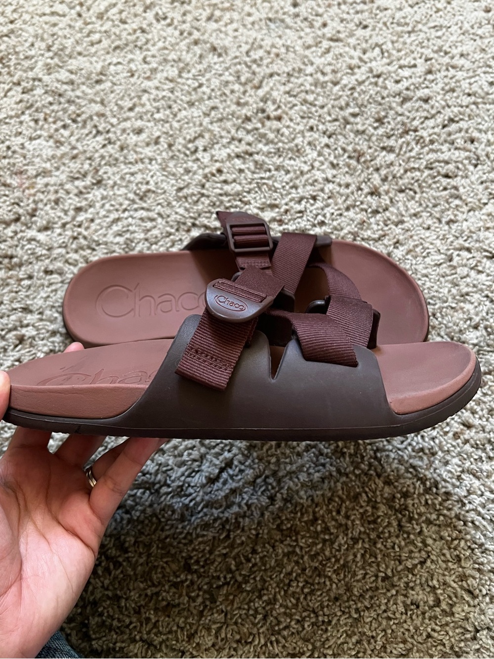 Chaco Brown Adjustable Slide Sandals